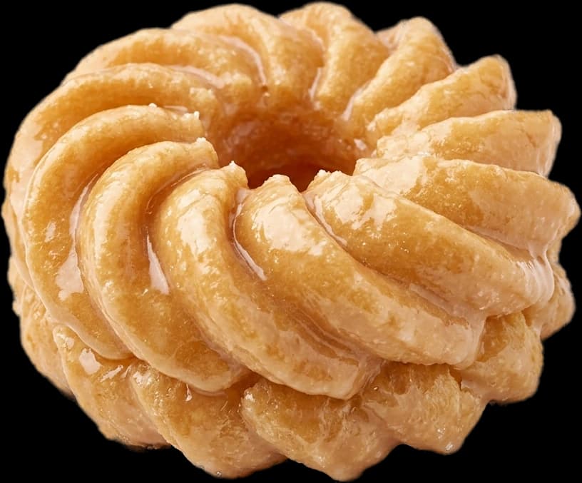 A glazed French cruller