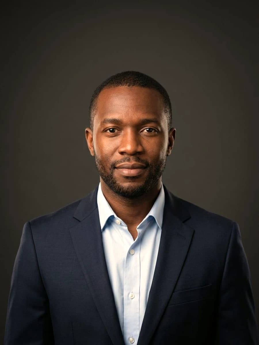 A generated portrait used for Marcus Okafor, Partner — not a photograph of a real person