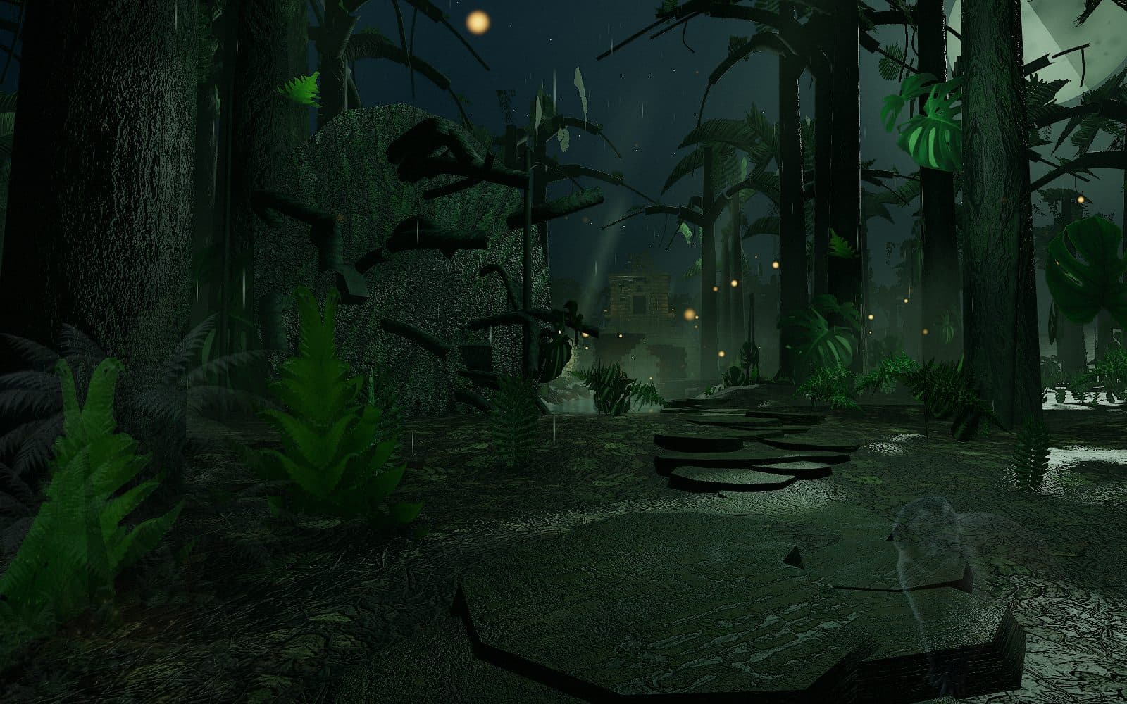 The same view of the understory with the cutouts removed, showing only the rendered forest.