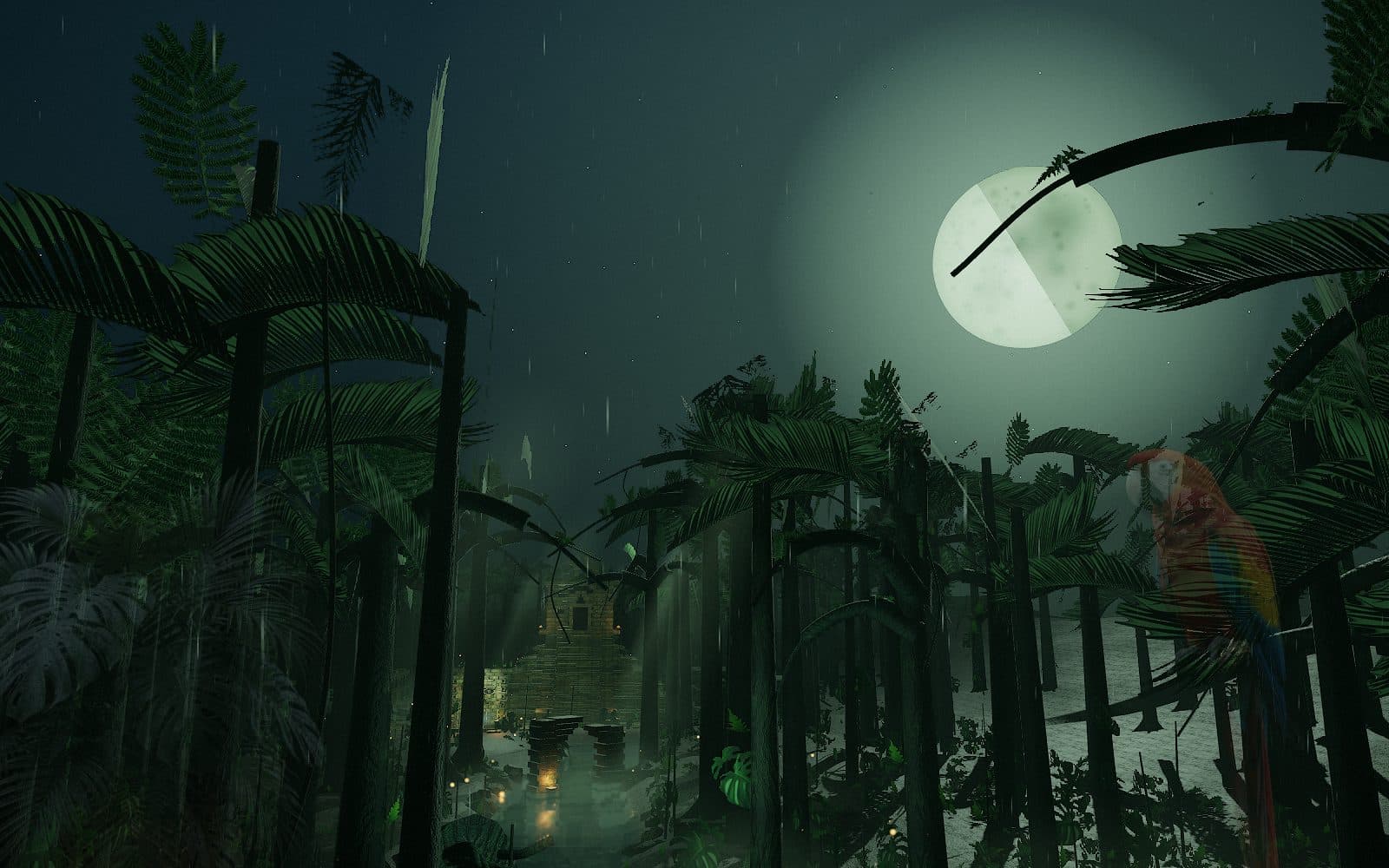 The canopy chapter with visible shafts of moonlight falling between the trees.