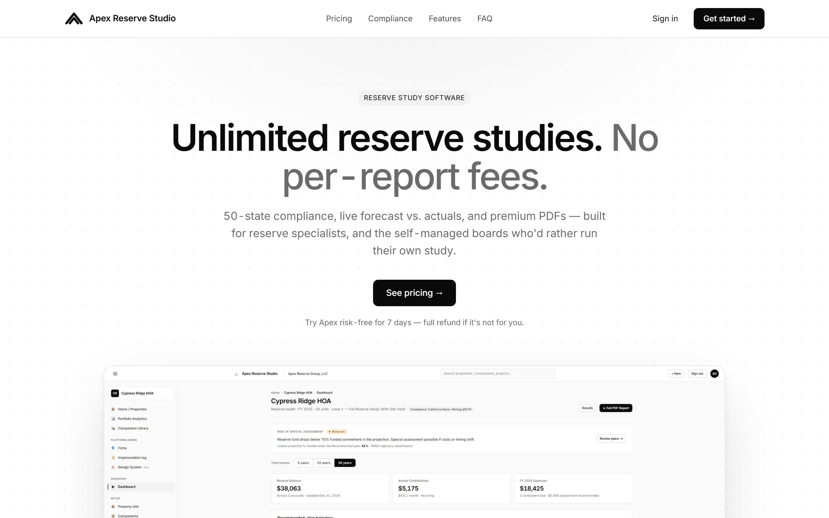 Screenshot of Apex Reserve Studio