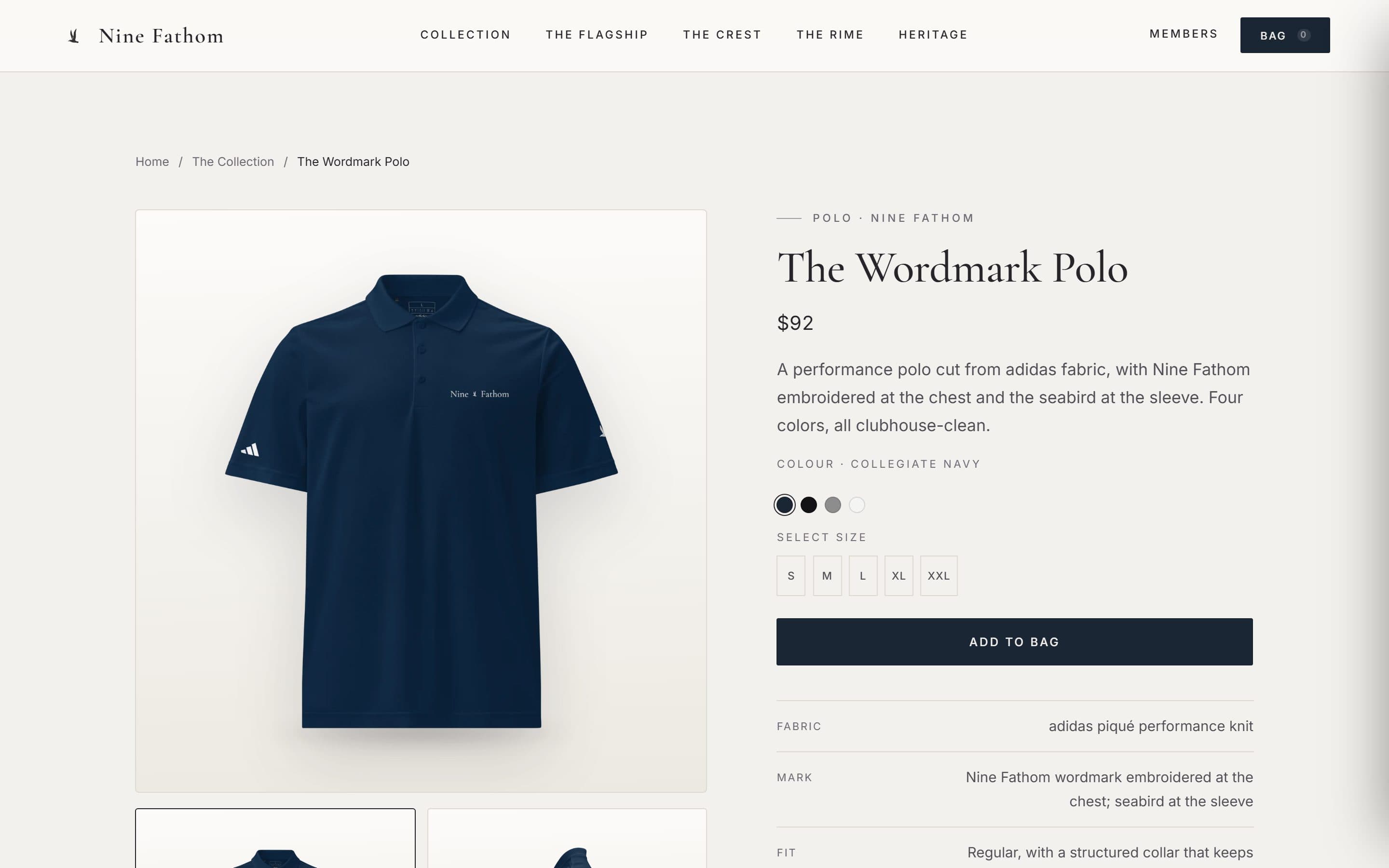 Nine Fathom: The Wordmark Polo in Collegiate Navy